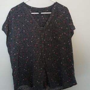 Gray dolman challis blouse